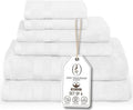 Premium Staple Cotton Bathroom Towel Set - White 600 GSM 6-Piece Luxury Bath Towel Set 3 Stripe - 2 Bath Towels, 2 Hand Towels & 2 Washclothes Set - High Absorbent & Quick Dry for Gym, Spa, Hotel