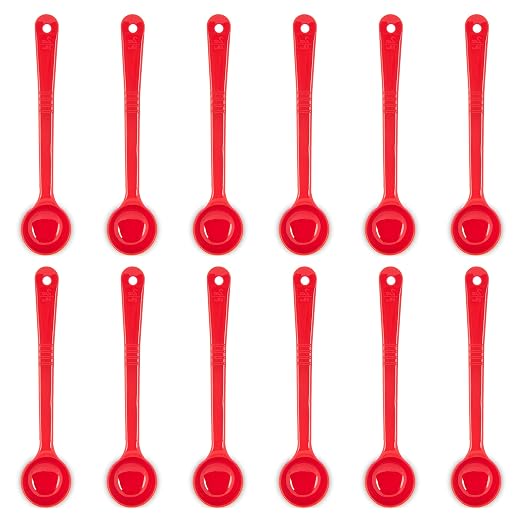 Carlisle FoodService Products Measure Miser Plastic Measuring Spoon with Long Handle, 2 Ounces, Red (Pack of 12)