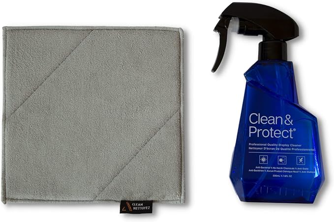 Austere V Series Clean & Protect Screen Cleaner Spray & Wipe Kit, 230mL + Dual-Sided Polish Cloth, Compatible with LED, LCD, OLED, Monitors, Laptop, TV Cleaner- Eliminates Static