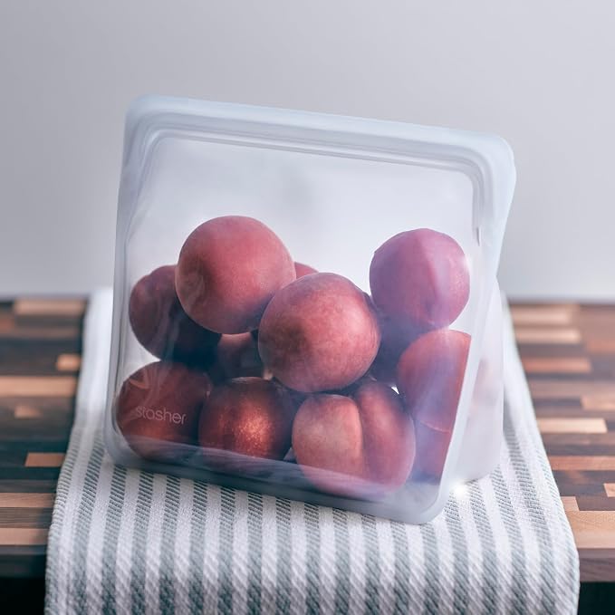 Stasher Premium Reusable Silicone Bag, Stand-Up Mega, Clear, 104 oz | Food-Safe Silicone, Reusable Freezer Bags, Microwave, Dishwasher, Pantry, Meal Prep, Food Storage Bag, Eco-Friendly