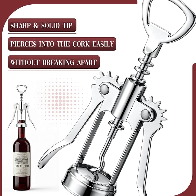 Hushee 40 Pcs Wing Corkscrew Opener, Zinc Alloy Heavy Duty Multifunctional Wine Bottle Opener for Restaurant, Bar, Waiters, Ideal for Wedding Shower Party Favors Gifts (Classic,Silver)