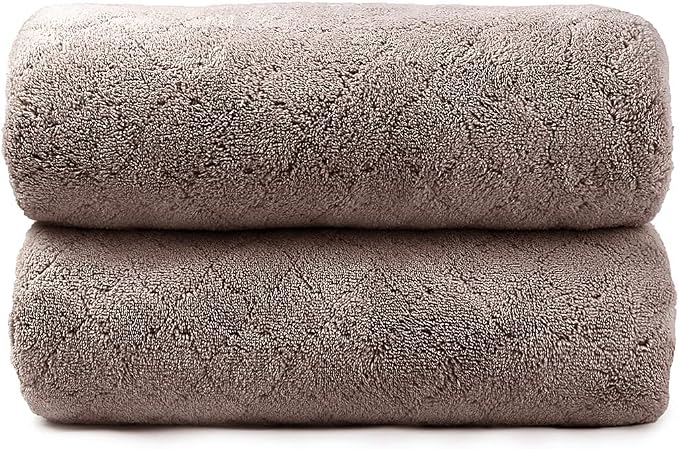 JML Microfiber Bath Towels, 2 Pack, 30 in x 60 in, Chocolate | Hanging Loop, Super Soft, Absorbent, Lint Free, Fade Resistant, Lightweight, Quick Dry, Use for SPA , Sauna, Salon Hair Wrap
