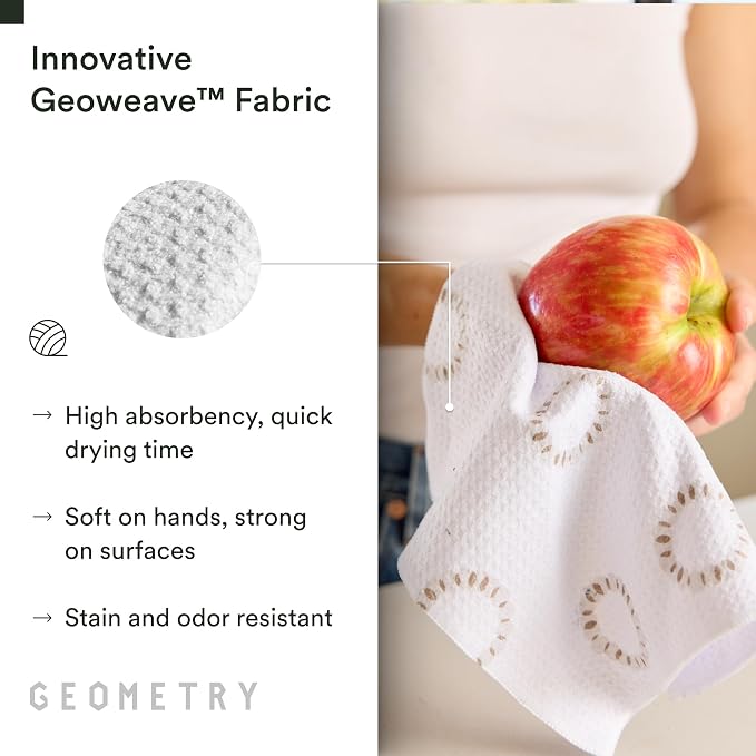 GEOMETRY Dishcloth – Evergreen Collection – Quick-Dry, Ultra-Absorbent, Reusable Microfiber Kitchen Towels for Drying & Cleaning - Pebble Play - 3-Pieces