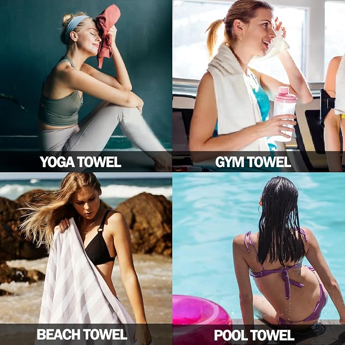 Eunzel 2 Set Quick Dry Camping Towel, Microfiber Travel Towel Super Absorbent Fast Drying Towel for Camping, Beach, Gym, Backpacking & Swimming(Two 3-Piece Towel Sets, Army Green/Grey)