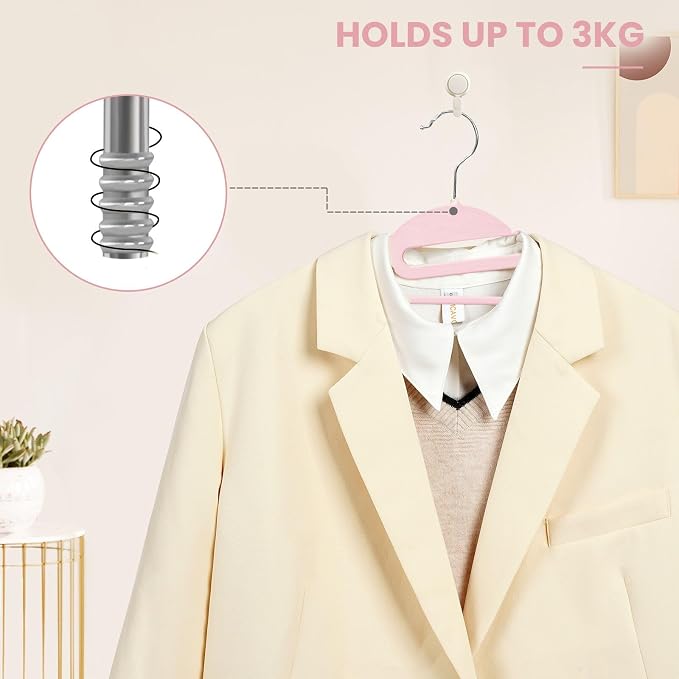 Heavy Duty Plastic Hangers 50 Pack with Non-Slip Design,0.2 Inches Thick,360°Swivel Hook Space Saving Organizer for Bedroom Closet,Shirts,Pants,Strong Enough for Coat(Pink- S Shaped)