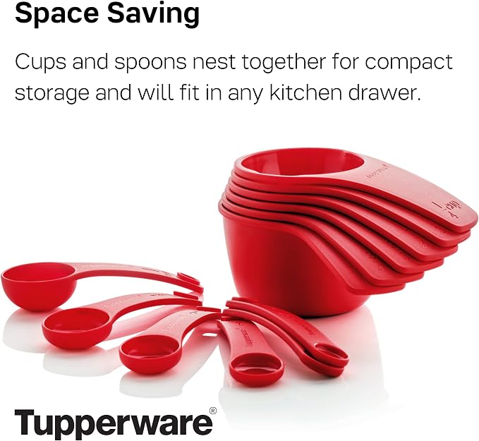 TUPPERWARE Brand Measuring Mates Set - 6 Measuring Cups + 6 Spoons - Dishwasher Safe & BPA Free