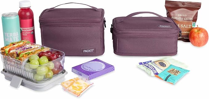 PackIt Freezable Mod 3-In-1 Lunch Box 4.5L Capacity, Plum | Built-in ice packs, EcoFreeze+ Technology, 3-in-1 use, Two compartments: freezable & insulated, Men and Women, Fresh lunches