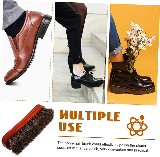 3pcs Portable Wooden Shoe Cleaning Brush Horse Hair Bristles for Polishing Boots and Shoes Ergonomic Design for Home Use and