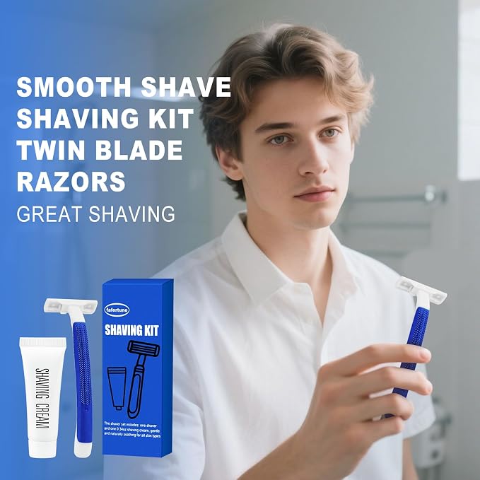 Shave Kit in Bulk Twin Blade Razors with Protective Cap,Disposable Razors in Bulk Shaving Cream for Hotel, Airbnb, Homeless, Shelter, Camping and Travel (30)