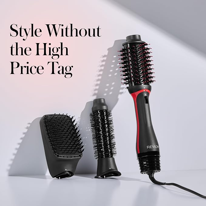 REVLON 3-in-1 Multi-Styler Hair Dryer Brush, Straighten, Curl & Smooth with One Tool, Hot Air Brush for Blowouts, Waves & Sleek Styles, Lightweight Styling Brush with Multiple Heat Settings