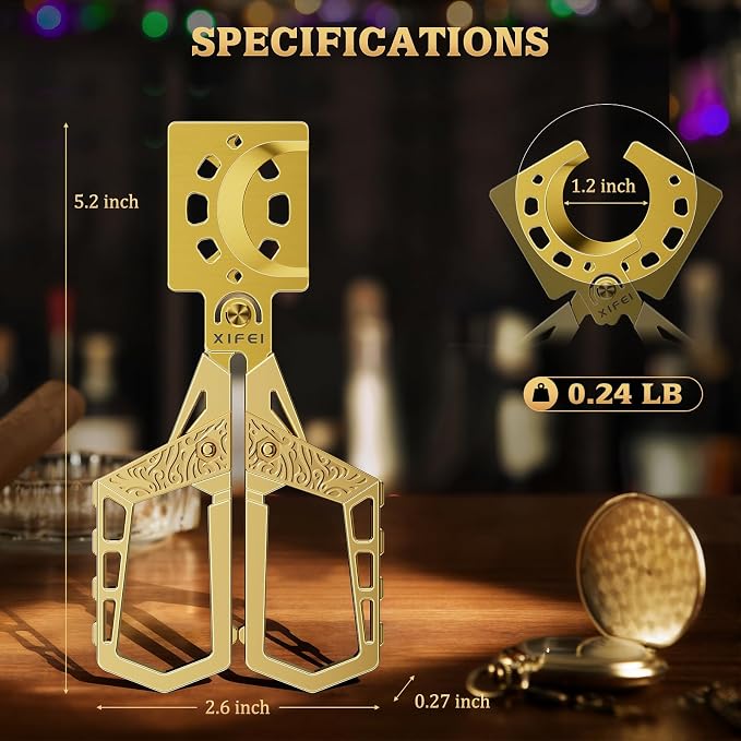 XIFEI Cigar Cutter, Stainless Steel Double Blade Guillotine Straight Cut Scissors, Ergonomic Hand-Held Design for All Cigars, Ideal Gift for Cigar Enthusiasts (Gold)