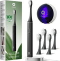 Oday Rechargeable Electric Toothbrush for Adults with Wall Mounted UV-Cleaning Tooth Brush Protector Case and 4 Brush Heads, Smartimer, IPX7 Waterproof, 1 Month+ Battery, Sleek Aluminum Body Black