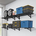 Jusgym 4 Pack Heavy Duty Garage Wall Shelving (1.5x4ft), 1400lbs Capacity Garage Shelving Wall Mounted, 18"x96"Garage Storage Rack Floating Shelves, Black