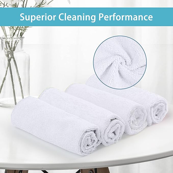 HOMEXCEL White Microfiber Cleaning Cloth 600 Pack, Microfiber Towel for Cars, Lint Free, Scratch-Free, Highly Absorbent, and Cleaning Rags for House, Window and Glass, Cars, TV Screen 11.5 X11.5 inch