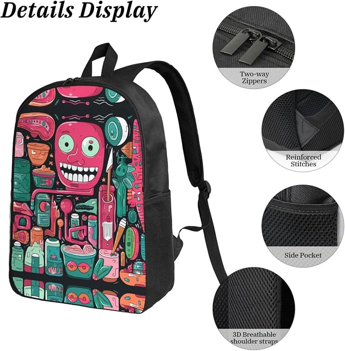 Toothbrush and Toothpaste Backpack Set 3 PCS - 17 Inch Laptop Backpack with Lunch Bag, Waterproof Daypack Insulated Lunch Box Large Capacity Coin Pouch Personalized Gift