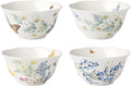 Lenox Butterfly Meadow Herbs Porcelain Rice Bowls, 18oz, Set of 4 | Dishwasher safe | floral design | kitchen and dining essential | 2.813 inch, 18oz, gift for women, mixing bowls