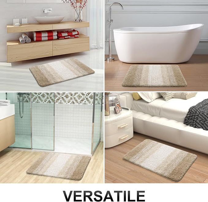 OLANLY Bathroom Rugs Mat 30x20, Extra Soft Absorbent Microfiber Bath Rugs, Rubber Backing, Quick Dry, Machine Washable Bath Mats for Bathroom Floor, Tub and Shower, Home Decor Accessories, Tan