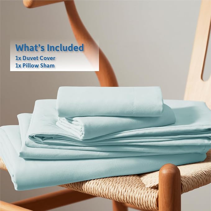 Nestl Twin Duvet Cover Set - Soft Double Brushed Light Blue Duvet Cover Twin/Twin XL, 2 Piece, with Button Closure, 1 Duvet Cover 68x90 inches and 1 Pillow Sham