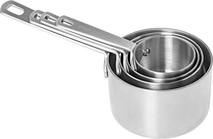 Fat Daddio's MC-04 Stainless Steel Measuring Cups Set, 4 cups, Kitchen Gadgets for Baking & Cooking