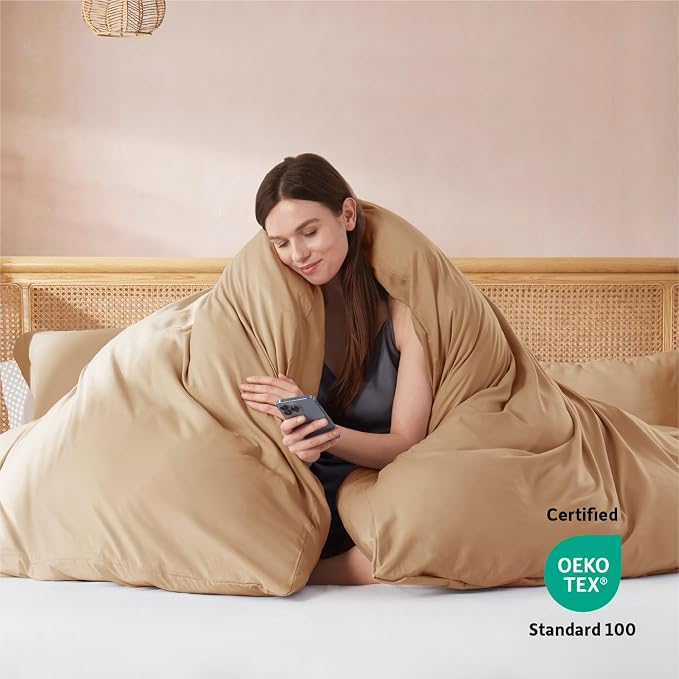 Nestl Mocha Brown Duvet Cover Queen Size - Soft Double Brushed Queen Duvet Cover Set, 3 Piece, with Button Closure, 1 Duvet Cover 90x90 inches and 2 Pillow Shams