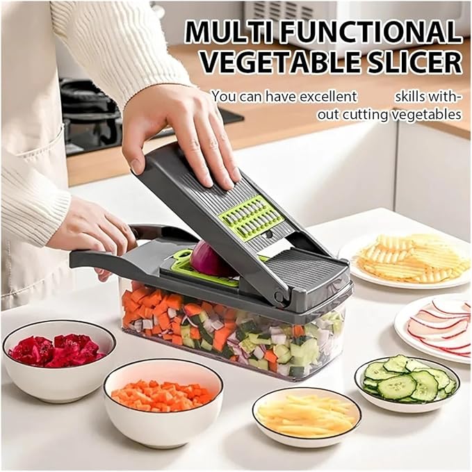 16-in-1 Multifunctional Vegetable Chopper Set - All-in-One Cutter with Slicer, Dicer, Grater, Egg Separator & Peeler for Effortless Kitchen Prep