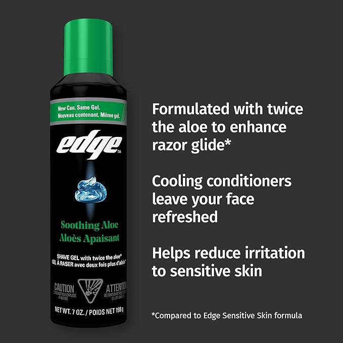 Edge Shaving Gel for Men, Soothing Aloe with Twice The Aloe, (6 Pack) - Shave Gel For Men That Moisturizes, Protects and Soothes To Help Reduce Skin Irritation