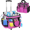 Ytonet Cleaning Caddy with Wheels, X Large Rolling Caddy Bag with Detachable Trolley for Housekeepers, Water Resistant Cleaning Cart Supplies Organizer for Home, Car, Tool Organizer, Mobile Storage