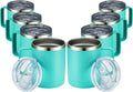 MEWAY 12oz Coffee Mug With Handle 8 Pack Bulk,Stainless Steel Insulated Travel Tumblers With Sliding Lid,Double Wall Vacuum Camping Cup for Hot & Cold Drinks Tea (Light Green,Set of 8)
