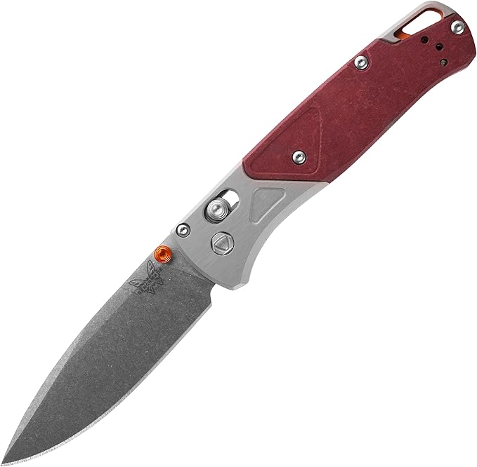 Benchmade Bugout EDC Knife, S90V Steel Blade (535-09) | Ash Gray / Redstone handle, Drop-Point blade