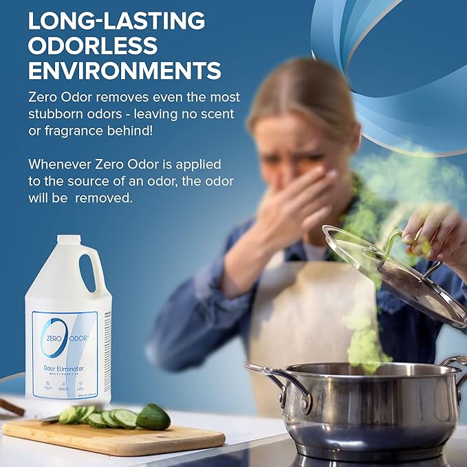 Zero Odor Multi-Purpose Odor Eliminator, Air and Surface Odor Remover for Home, Bathroom, Kitchen, and Closet, Refill, 128 oz