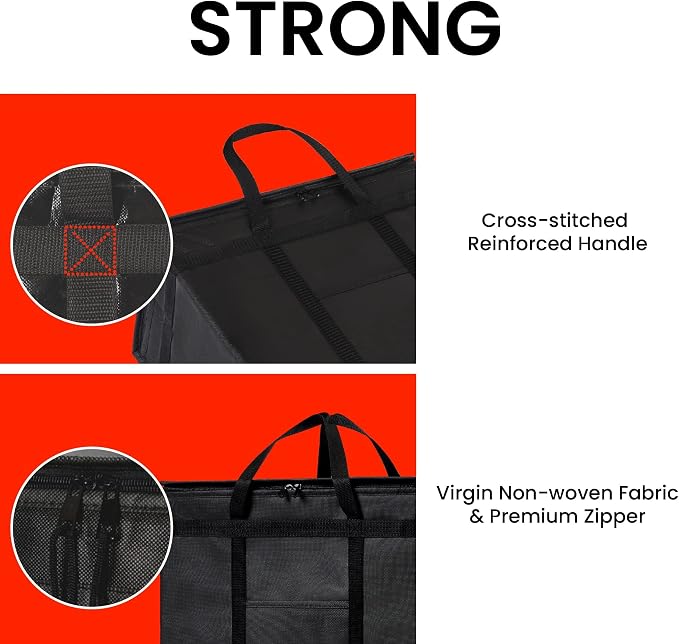 Insulated Food Bag, Portable Cooler Tote (XL Plus, Black, 4 Pack) | Large thermal bag, For cold & hot food, Soft sided cooler, Heavy duty carrier, Grocery shopping, Food delivery, Catering bag