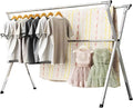 URYAN 79 Inches Stainless Steel Clothes Drying Rack, Heavy Duty Laundry Drying Rack Folding Indoor Outdoor, Portable Drying Rack Clothing, Free-Standing Laundry Stand with 20 Windproof Hooks