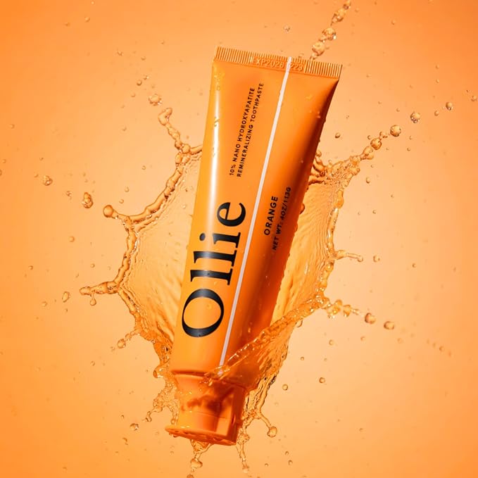 Ollie Fluoride Free 10% Nano Hydroxyapatite Toothpaste, Orange, 4oz | Rod-Shaped Nano HAP, Remineralizes Enamel, Reduces Sensitivity, Reverses Small Cavities, Naturally Whitens Teeth, (Pack of 3)