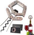 Ah So Wine Opener for Vintage Bottles, 3 in 1 Old Bottle Opener, Two Prong Cork Remover with Beer Bottle Opener, for Connoisseurs & Collectors to Uncork (Copper)