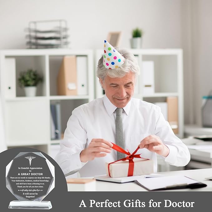 Movdyka Doctor Gifts for Men Women Glass Keepsakes, Laser Engraved Doctor Appreciate Gifts, Best Doctor Gifts for Him Her on Retirement, Christmas, Doctors Day, Thanksgiving- 4.7in.