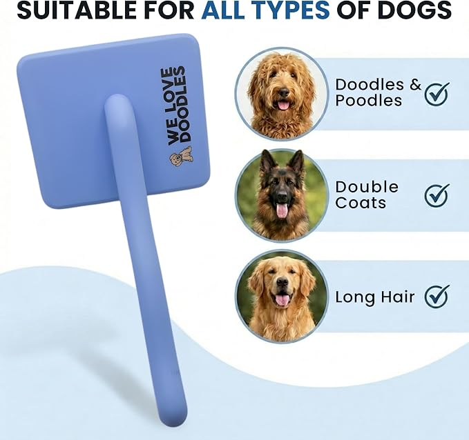 Slicker Brush for Dogs, Dog Grooming Supplies - Best Doodle & Poodle Brush for Haired Dogs - Goldendoodle Pin Detangler for Dematting (Large)