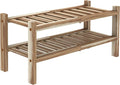 2-Tier Acacia Wood Stackable Shoe Rack - Brush Light Natural