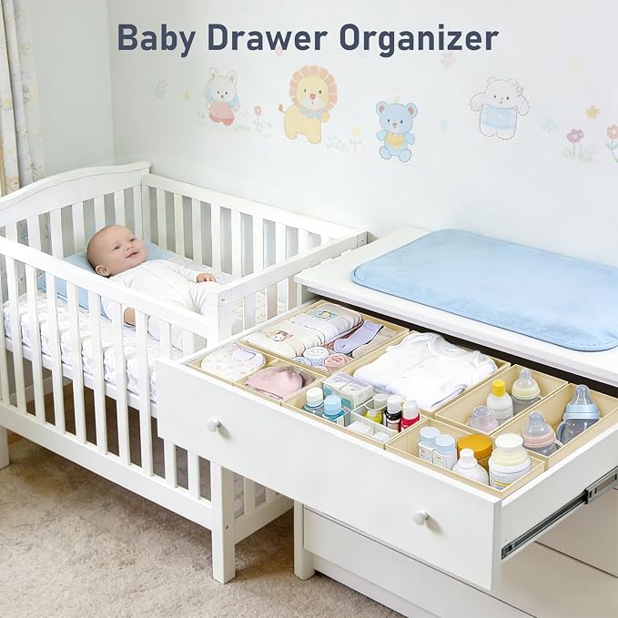 DIMJ Drawer Organizer Clothes 24 Pack - Foldable Baby Organizers and Storage Dresser Organizer for Bedroom, Closet Nursery Organization Dresser Dividers for underwear, Sock, Bra, Belt, Tie