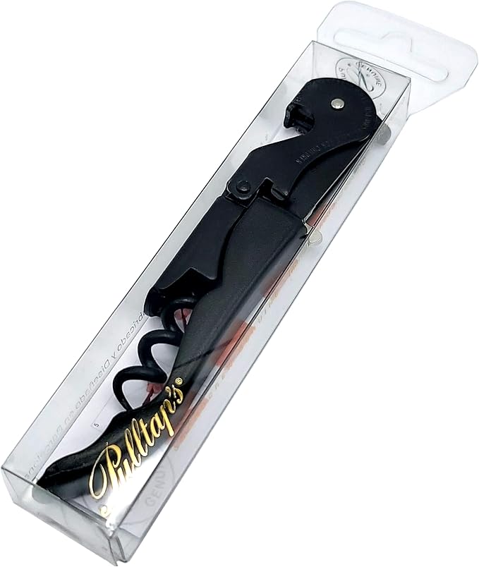 Pulltap's Genuine Slider 900 Waiter's Corkscrew – Double-Hinged Wine Key with Sliding Foil Cutter – Patented Design – Made in Spain – Black/Black