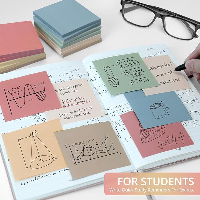 Sticky Notes, 3x3 Inch, 36 Pads, Aesthetic Self-Stick Note for Office, School and Home, Ideal for Planning, Notes and Organization, Vintage Colors