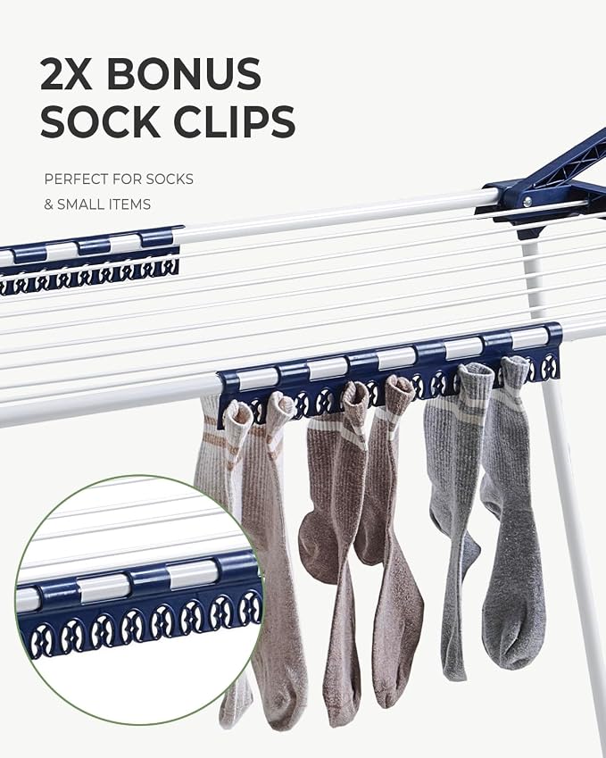 JS HANGER 90FT Extendable Clothes Drying Rack, Expands from 44" to 78", Space-Saving Laundry Rack for Indoor & Outdoor Use, Heavy Duty Folding Rack for Clothes, Towels & Delicates