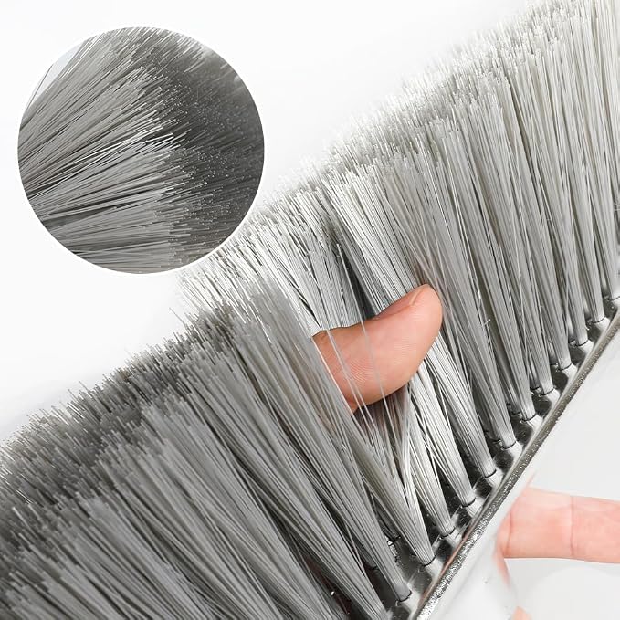 Metal Dustpan with Broom Set, Long Handle Stainless Steel Dustpan,Heavy Duty Standing Dust Pan with Teeth, Indoor Outdoor Up for Home Kitchen Lobby Room Office