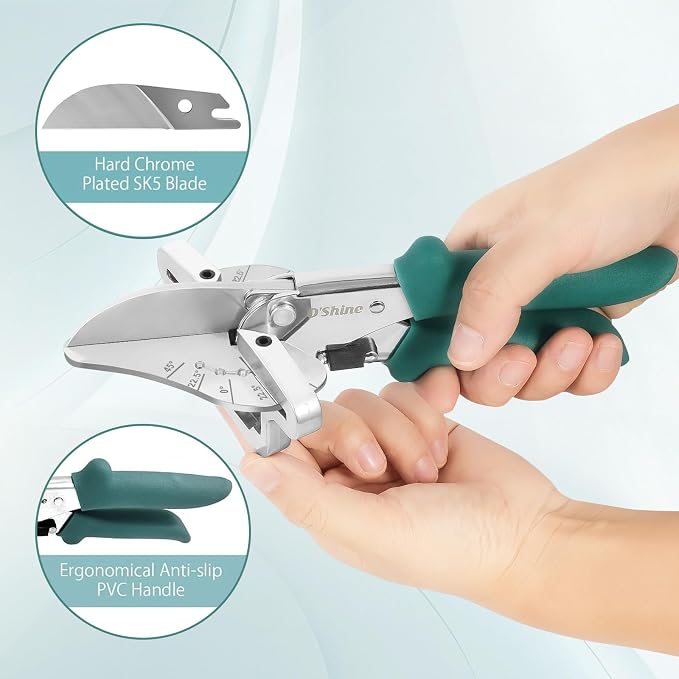 O’Shine 22.5 Degree Miter Shears For Angular Cutting Molding Wood Crafting, Quarter Round Cutting Tool Shoe Molding Cutters, Multi Angle Miter Shear Cutter Trim Cutter Hand Tool, w/ 1pc Extra Blade