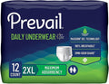Prevail Daily Protective Underwear, Unisex Disposable Adult Diaper for Men & Women, Maximum Absorbency, XX-Large, 12 Count Bag