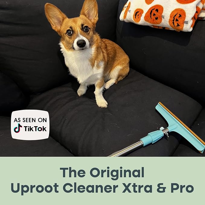 Uproot Clean Pro Bundle: Pet Hair Removal Tool & Carpet Rake w/t 60" Handle | Reusable Pet Hair Removal Set: Scrape Easy the Cat & Dog Fur from Carpets, Rugs, Cat Bed, Car Trunk & More. Patented Design