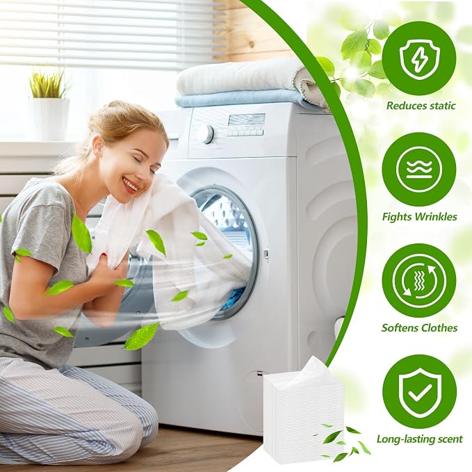 600 Count Dryer Sheets Bulk Fabric Softener Unscented Dryer Sheets Naturally Softens and Removes Static Cling, Ideal for Large Households, Sensitive Skin