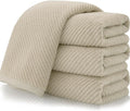 VOOVA & MOVAS Hand Towels 4PC, 100% Cotton, 18x28 in, Tan Taupe | Thick, Quick Dry, Soft, Absorb, Bathroom Essentials, Perfect For Shower, Gym, Daily Household