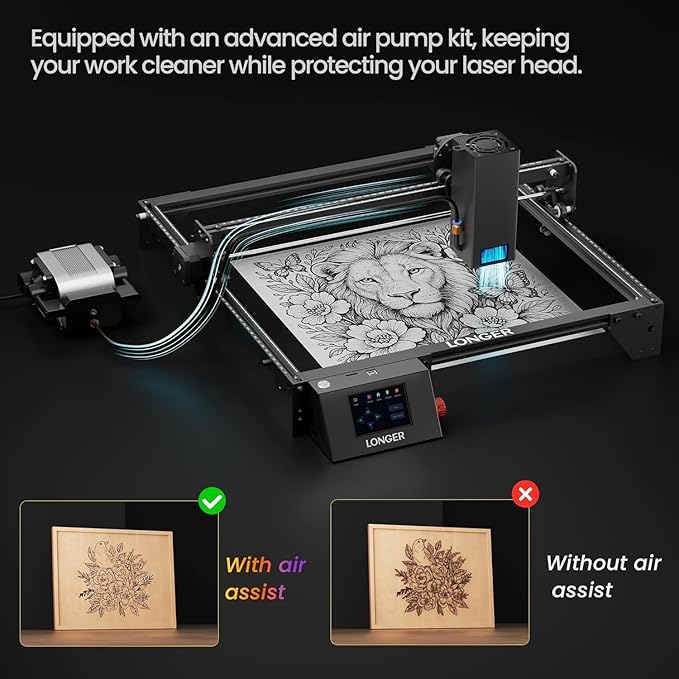 Longer Ray5 20W Laser Engraver with Air Assist Kit 3-in-1 Rotary Roller Kit DIY CNC Laser Cutter Tool for Metal Glass Wood,Engraving Area 400 * 365mm