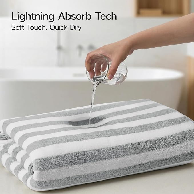 REDKISS Ultra Soft Bath Towel Sets 6-Piece 35"x70" | 100% Microfiber, Highly Absorbent & Quick Dry | Grey Towels for Bathroom, Spa, Gym | 2 Bath, 2 Hand, 2 Washcloths