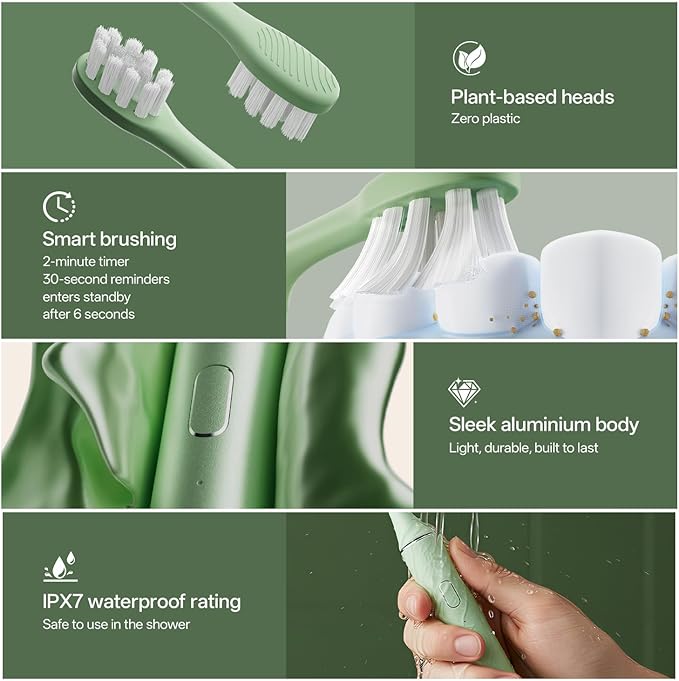 ODAY Electric Toothbrush with Wall Mounted Toothbrush Holder+ 10 Replacement Brush Heads Bundle – Complete Oral Care Kit with 3 Brushing Modes, Smart Timer, IPX7 Waterproof, 1 Month+ Battery